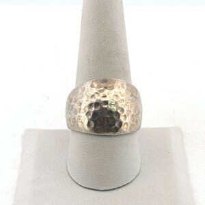 Estate Sterling Silver 925 Hammered Wide Band Ring Size 9 Mexico 14.3g Heavy